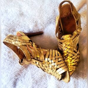 Tory Burch Gold Shimmering Heels